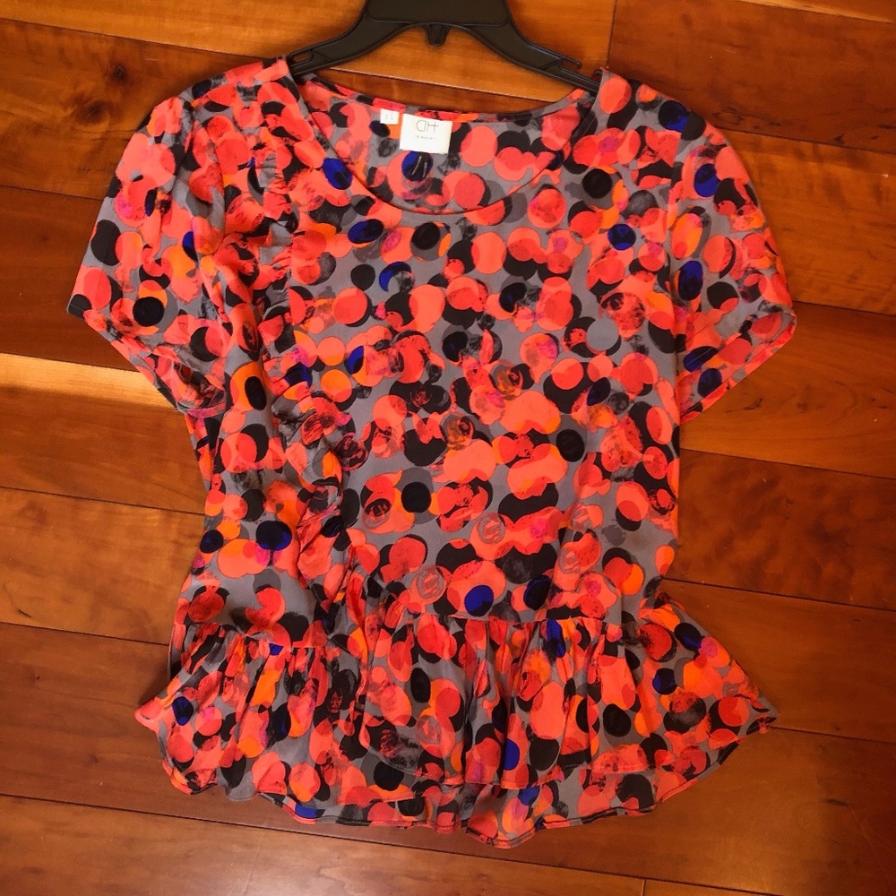 Anthropologie HD in Paris Polka Dot Peplum Blouse